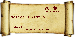 Velics Miklós névjegykártya
